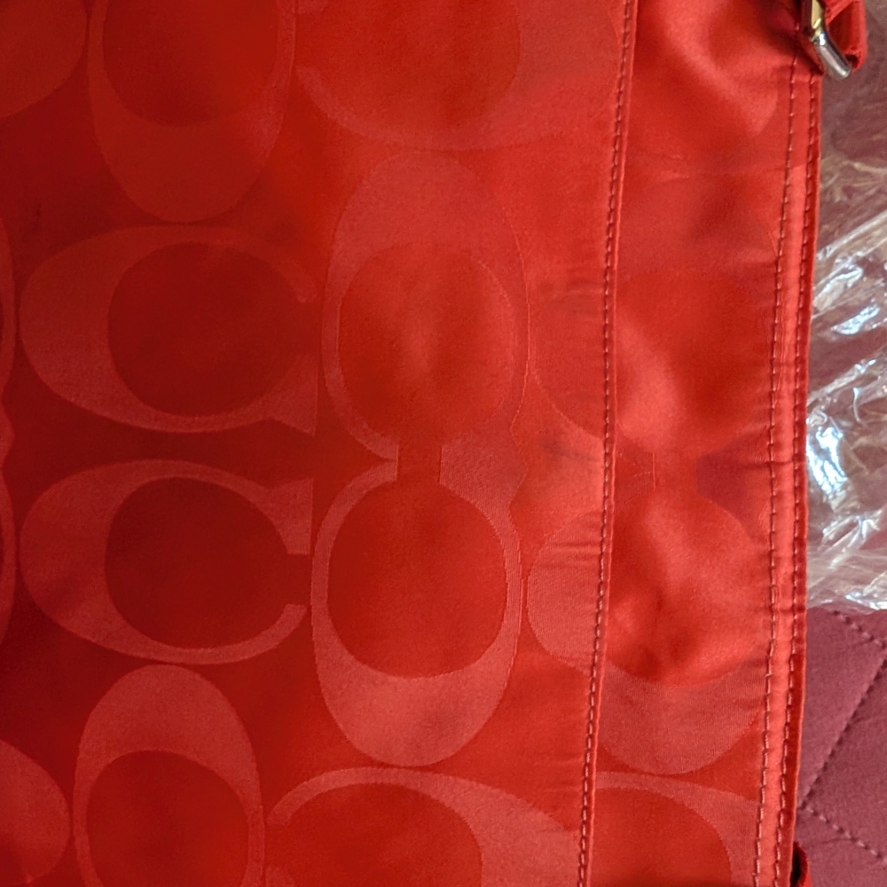 Coach Getaway Signature Nylon File Messenger Crossbody Bag Red/Orange F77408 - Picture 10 of 13